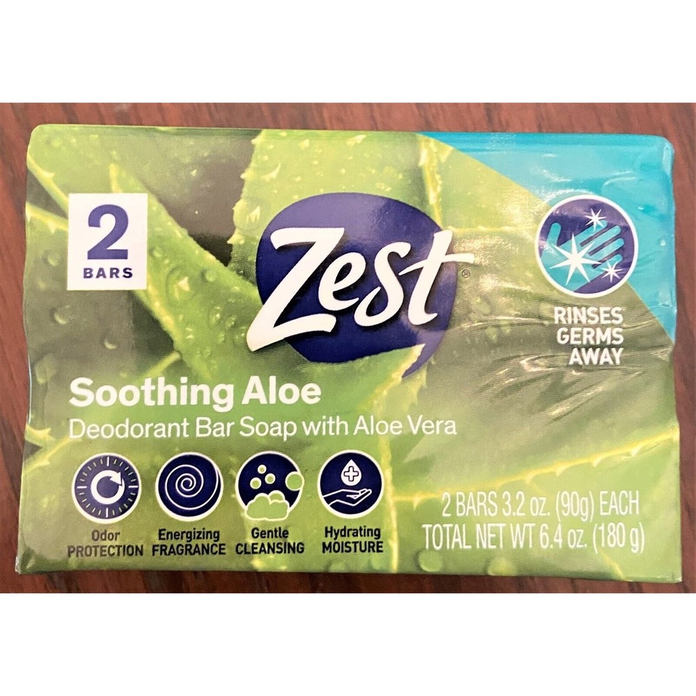 Zest Soothing Aloe Soap Pack of 2 - 3.2 oz Bars